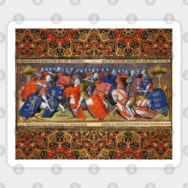 LANCELOT OF THE LAKE IN THE TOURNAMENT OF CAMELOT Arthurian Legends Medieval Miniature Sticker by BulganLumini